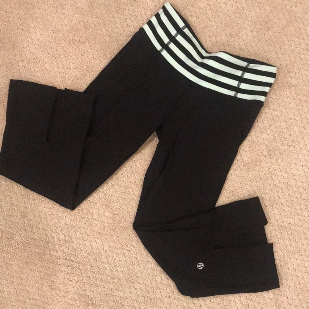 Lululemon black cropped leggings with slit